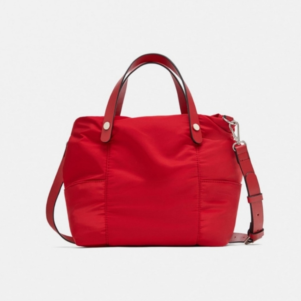 Zara Basic Collection Red Cherry Tote Cross-Body/… - image 8